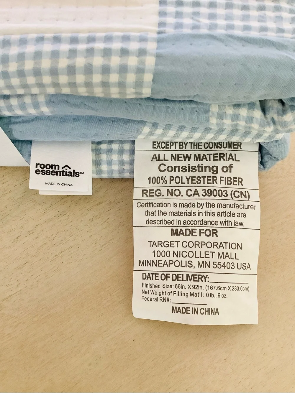 Room Essentials Matelasse Quilt Light Blue Plaid